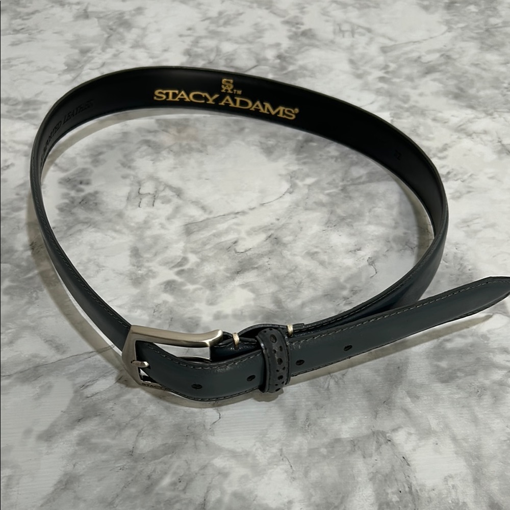 STACY ADAMS NAVY LEATHER BELT